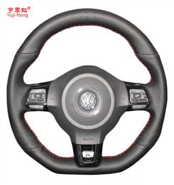 YujiHong Car Steering Wheel Covers Case for VW Golf 6 GTI MK6 VW Polo GTI Scirocco R Passat CC RLine 2010 Artificial Leather6406239