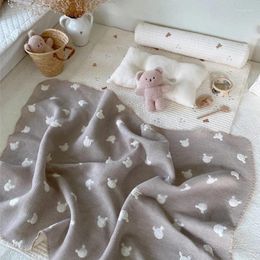 Blankets MILANCEL Baby Blanket Toddler Double Sided Embroidered Bear 80 150cm