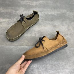 Casual Shoes Careaymade-Men Sewing Retro Soft Handmade Suede Leather Non-slip Classic Comfortable Slip-on Spring Summer Autumn