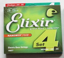 1 Set 14077 4 string Elixir Electric Bass Strings NANOWEB Medium 0451057126777