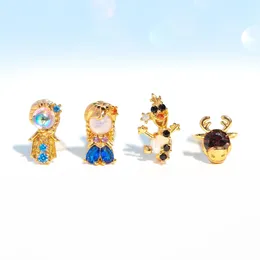 Stud Earrings Winter Exquisite Sweet Cute Snowman Elegant Cartoon Figure For Women Girls Fashion Jewelry Gift