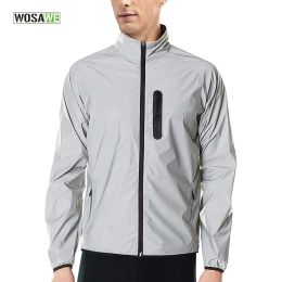 Roupas Wosawe Casaco de ciclismo Refletivo Windbreaker Night Gllowing Course Water prova d'água à prova de chuva MTB Biciclo