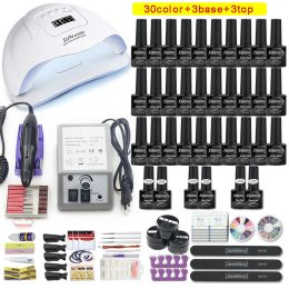 Dryers 120w/54w Uv Lamp Nail Set Manicure Kit 30/20 Colour Gel Varnish Set Nail Drill Hine Kit Nail Extension Set Nail File Tool