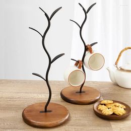 Kitchen Storage Household Living Room Table Coffee And Tea Cup Rack Wooden Drain Water Tree Shaped Frame