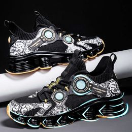 Large Blade Sports Shoes for Male Students Thick Soled Running Basketball Casual Mesh Trendy Mens