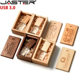 Mice Jaster Crystal Wooden Usb Flash Drive 3.0 Pendrive 4gb 8gb 16gb 32gb 64gb 128gb Pen Drive Wedding Gift Custom Products