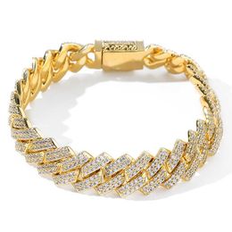 S925 Silver 14k18k Hip Hop Bracelet Mini Set Zircon Bracelet Men's Bar Cuban Chain 14mm Diamond Cuban Bracelet