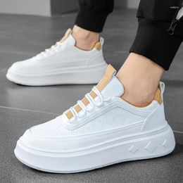 Casual Shoes Men Sneakers Leather Platform Mesh Fashion Breathable White Lac-Up Brand Male Outdoor Vulcanize Zapatillas