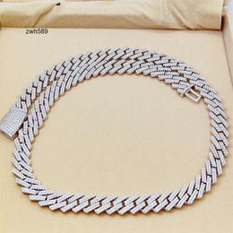 Designer Jewelry Hip Hop Custom lock 14mm Two Rows necklaces For Women Fantasy 925 Sterling Silver vvs Moissanite Necklace