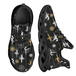 Casual Shoes INSTANTARTS Trendy Ballet Design Lightweight Breathable Fashion Dance Printed Flat Running Footwear