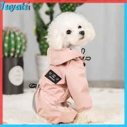 Dog Apparel Pink Raincoat For Small Waterproof Hooded PU Adjustable Blue Rain Coat With Reflective Strap Teddy Puppy Outdoor Clothes