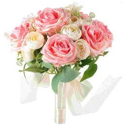 Decorative Flowers Artificial Rose Bouquet Decorations Silk Wedding Large Bridal Fake Bride