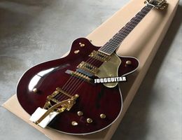 Custom 2017 New Arrival Gre G61221962 Brown Jazz Semi Hollow Body Electric Guitar Bigs Tremolo Bridge Gold Hardware Drop 3138771