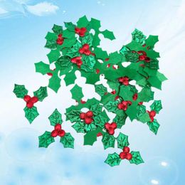 Decorative Flowers 200pcs Christmas Artificial Holly Berry Red With Green Leaves Vase Fillers For Wreath