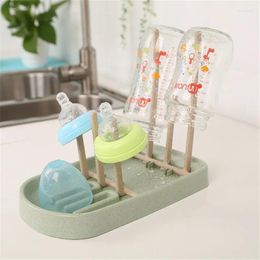 Kitchen Storage Wheat Straw Baby Bottle Drying Rack Simple Feeding Cup Drain Stand Detachable Wine Glasses Holder Organiser