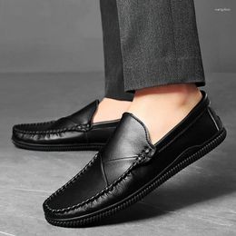 Casual Shoes Leather Men Loafers Outdoor Fashion Penny Adult Office Breathable Spring Autumn Mens Black Moccasins Man Flats