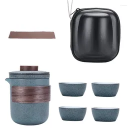 Teaware Sets Outdoor Travel Ceramic Teapot Gaiwan With 4 Cups A Tea Portable Set Drinkware