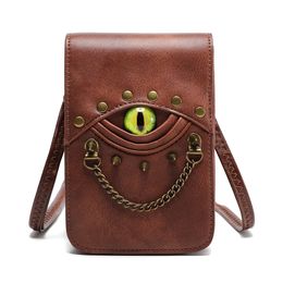 Wholesale men shoulder bag 3 Colours niche design vertical retro mobile phone bag street trend rivet punk purse Personalised eyes embellished fashion wallet 224#