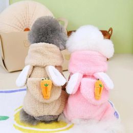 Dog Apparel 1pc Pet Clothes Soft Warm Fleece Dogs Jumpsuits Carrot Pattern Clothing For Small Puppy Cats Hoodies Costume Coats