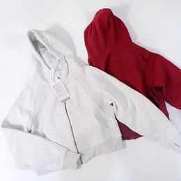 LL Oversize Waist Length Jackets Scuba Full Zip Hoodie Sweatshirts Soft Thumbholes Leisure Yoga Coat for Outdoor