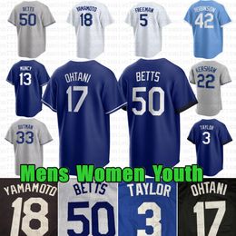 Custom Shohei Ohtani 50 Mookie Betts Baseball Jersey Freddie Freeman Yoshinobu Yamamoto Clayton Kershaw Will Smith Tyler Glasnow James Outman Enrique Hernandez