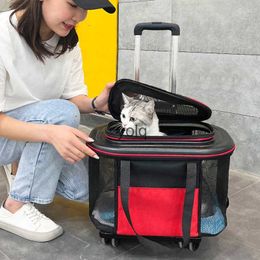 Cat Carriers Crates Houses New Pet Car Bag Breathable Portable for Going Out Dog Trolley Box Single Shoulder Crossbody H240407