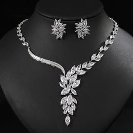 European and American brides zircon necklace earring set evening wedding dress accessories holiday wearing trendy accessories for women