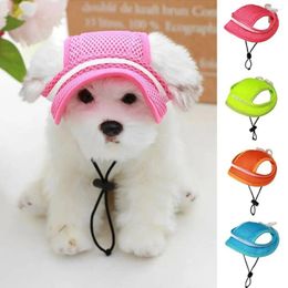 Dog Apparel Fashion Round Brim Visor Hat Summer Outdoor Breathable Sun Cap Adjustable Mesh Bow Tie Sombrero Baseball Caps