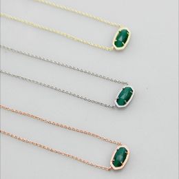 Pendant Necklaces Opal Green GreenNecklace New Gem Glass Stone Real 18K Gold Plated Dangles Part Glitter Jewelries Letter Gift With free dust bag