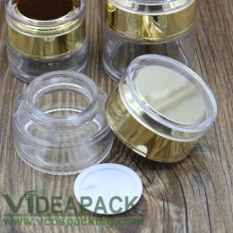 Suits 50pcs 20 G 30 G 50g Transparent Glass Bottle / Empty Cosmetic Jar / Creams Bottle Glass Containers / Gold Acrylic Plastic Cover