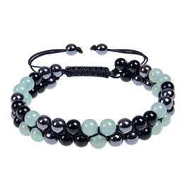 Stracciale a doppio strato di ametista naturale da 8 mm con braccialetto a magnete nero regolabile per uomini e donne drop delivery gioielli braccialetti dhnfj