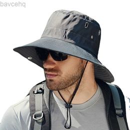 Wide Brim Hats Bucket Hats Mens Sunshade Large Eaves Sun Hat Riding Hiking Fishing Outdoor fishermans CAP Fashion Sun Hat Sun Hats 240407
