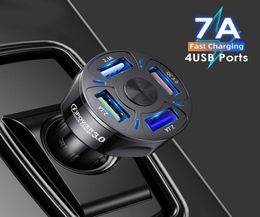 Multi USB Car Charger with 48W Quick 7A Mini Fast Charging QC30 4 Ports For iPhone 12 Xiaomi Huawei Mobile Phone Adapter Android9758748