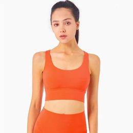 Padded Gym Yoga Sport Bras Top Women Longline Cross Strap Fitness Workout Exercise Athletic Brassiere 240407