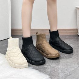 Boots Winter Women Casual Comfort Warm Quilted Shoes Ladies Slip-on Round Toe Ankle Snow Boot Footwear Botas De Mujer Bottines