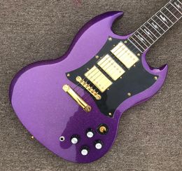 SG electric guitar rosewood fingerboard gold hardware metallic purple 3 pickups solid mahogany body guitar1060220