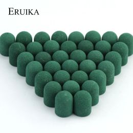 accesories 50pcs 13*19mm Green Plastic Sanding Caps Nail Drill Rubber Milling Cutter for Manicure Pedicure Foot Cuticle Tools