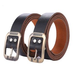 New Men's Business Fashion Genuine Leather Belt, Two-layer Cowhide Cutting Needle Buckle Integrated Belt
