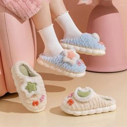 Slippers 2024 Women's Cotton Autumn And Winter Anti Slip Cute Warm Plush Home Thick Sole