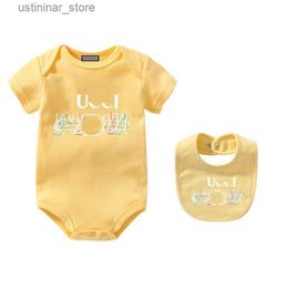 Rompers Designer Baby Infant Bodysuit Designers Children Luxury Rompers Boy Girl 2 Piece 100% Cotton Romper Kids Summer Onesies Jumpsuits kalekids-6 CXD2312261 L47