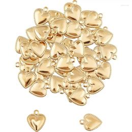 Charms About 100pcs Golden Puffy Heart 304 Stainless Steel Pendants 1mm Small Hole For DIY Necklace Bracelet