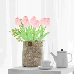 Decorative Flowers 10 Pcs Artificial Flower Faux Plant Tulips Bouquet Set Lifelike Pu Household Fake Living Room Decor Delicate Bride