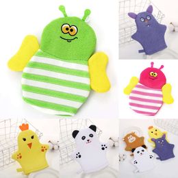 New Baby Bath Gloves Kids Toddlers Cartoon Animal Shape Brush Washcloth For Bathing Children Wash Clean Shower Massage