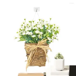 Decorative Flowers Spring Flower Door Basket Artificial Floral Daisy Wreaths Ornament Farmhouse Wreath For Home Porch Window Wall Decor