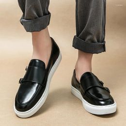 Casual Shoes Men Vulcanize Brown Black Loafers Solid Slip On Sneakers For With Size 38-46