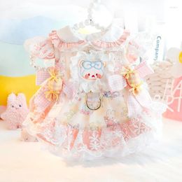 Dog Apparel Pink Color Fashionable Printed Dresses For Dogs Summer Thin Cat Princess Skirt Candy Lolita Sweet Small Skirts