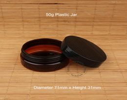 30pcsLot Promotion Plastic Empty 50g Facial Cream Jar Amber High Quality 50ml Black Cap Small Bottle Women Cosmetic Container5463747