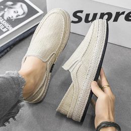 Casual Shoes Loafers Men Breathable Classic Linen Slip On Sneakers Male Summer Driving For Wide Lightweight