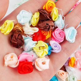 Decorative Flowers 10/15/20mm Random Colour Satin Artificial Flower Head DIY Craft For Rosette Bow Garment Dress Decoration L1020