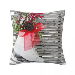 Pillow Christmas Ice Skate Shoes Vintage Rustic Throw Pillowcases Bed S Cover For Sofa